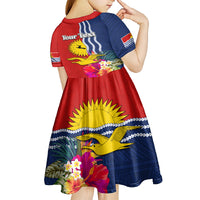 Personalised Kiribati Independence Day Kid Short Sleeve Dress Kiribati Map With Flag Color LT03 - Polynesian Pride