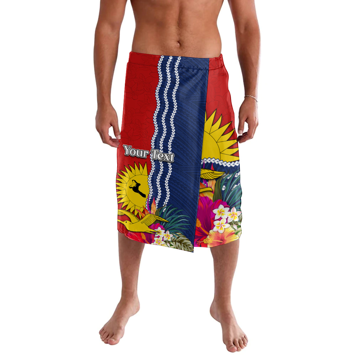 Personalised Kiribati Independence Day Lavalava Kiribati Map With Flag Color LT03 Red - Polynesian Pride