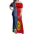 Kiribati Independence Day Off Shoulder Maxi Dress Kiribati Map With Flag Color