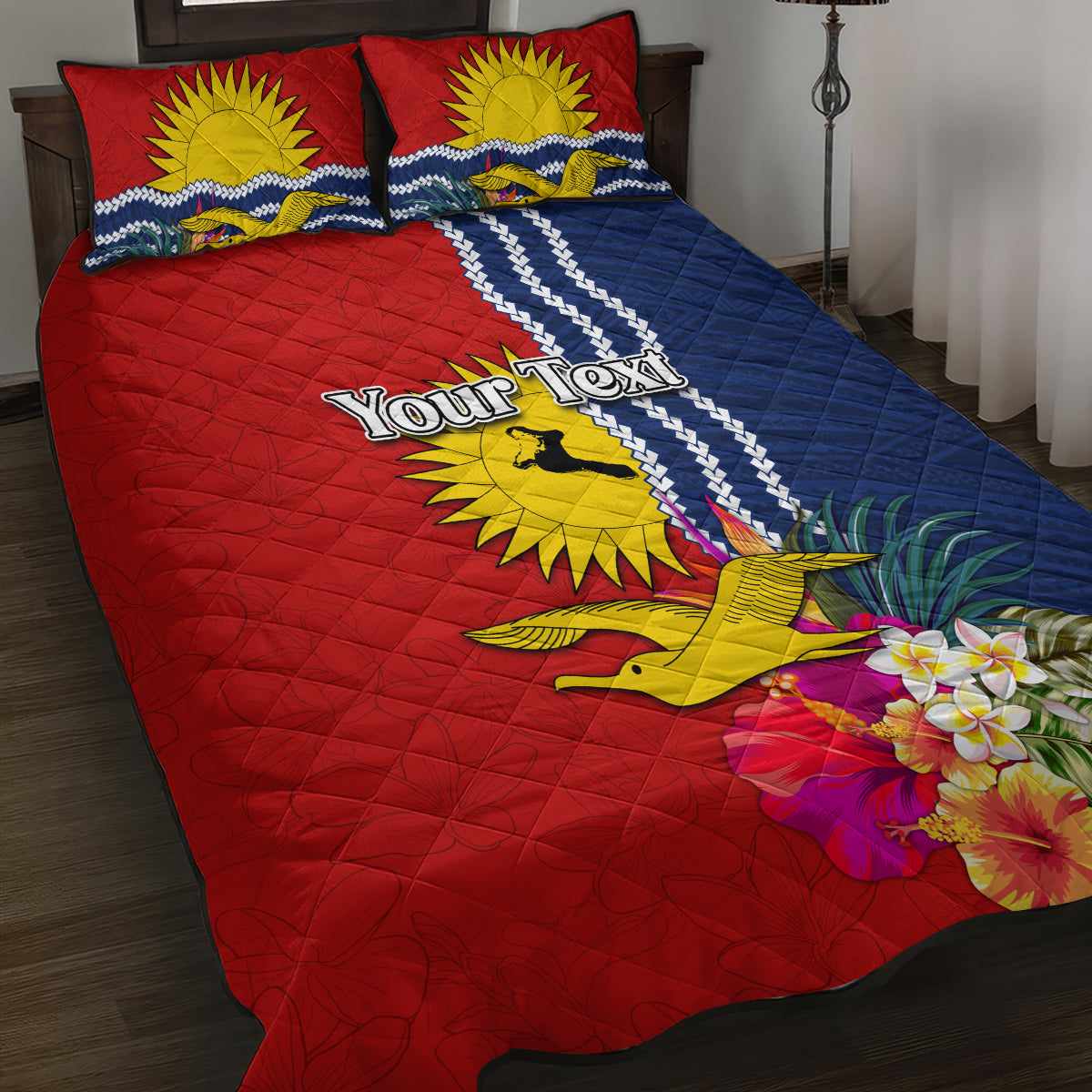 Personalised Kiribati Independence Day Quilt Bed Set Kiribati Map With Flag Color LT03 Red - Polynesian Pride