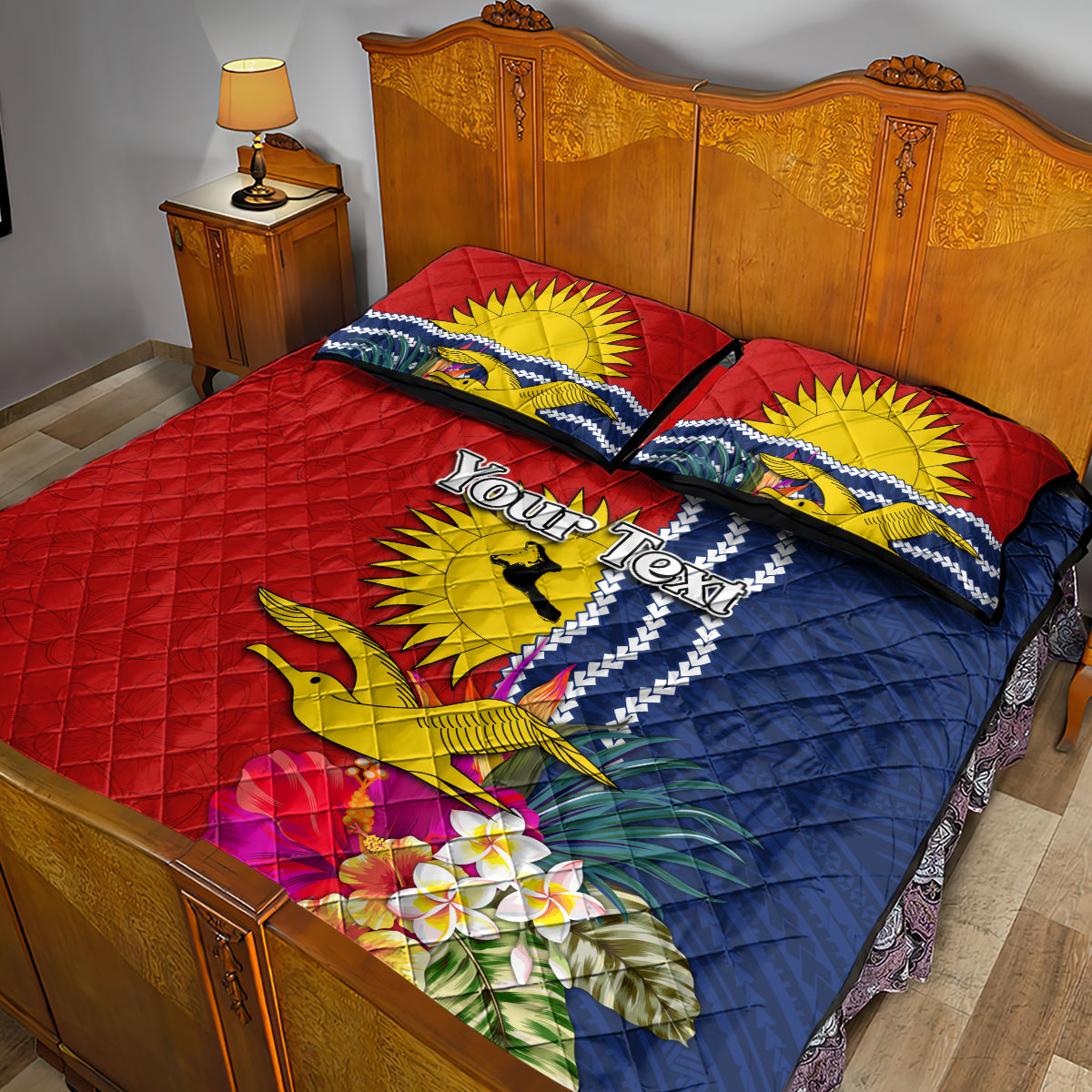 Personalised Kiribati Independence Day Quilt Bed Set Kiribati Map With Flag Color LT03 - Polynesian Pride