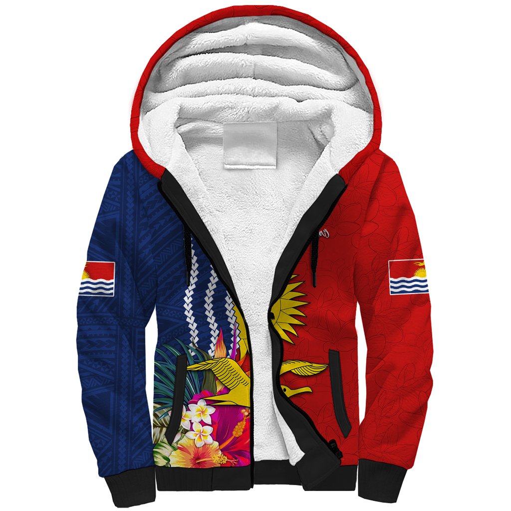 Personalised Kiribati Independence Day Sherpa Hoodie Kiribati Map With Flag Color LT03 Unisex Red - Polynesian Pride