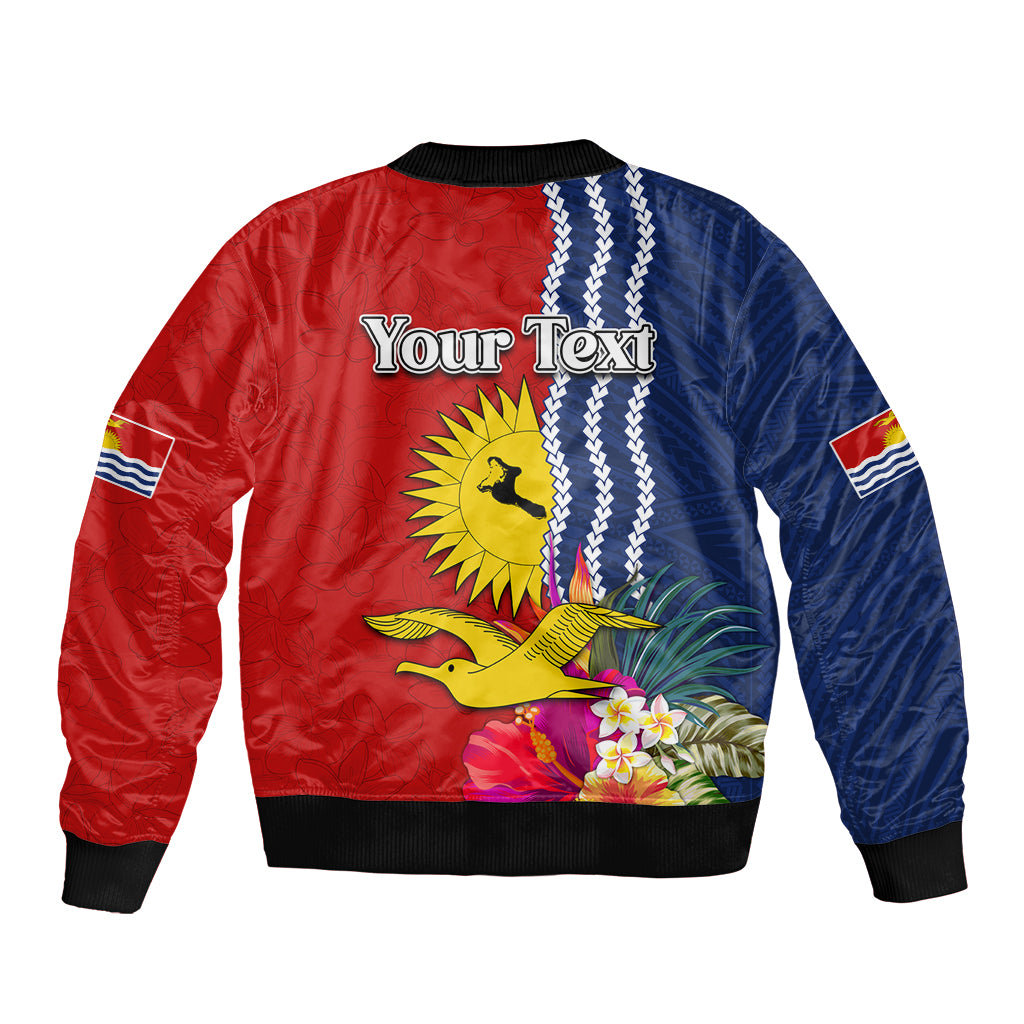 Personalised Kiribati Independence Day Sleeve Zip Bomber Jacket Kiribati Map With Flag Color LT03 - Polynesian Pride