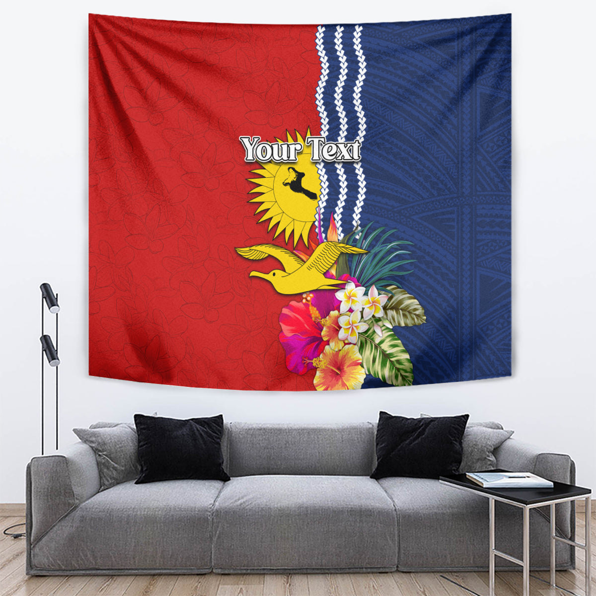 Personalised Kiribati Independence Day Tapestry Kiribati Map With Flag Color LT03 Red - Polynesian Pride