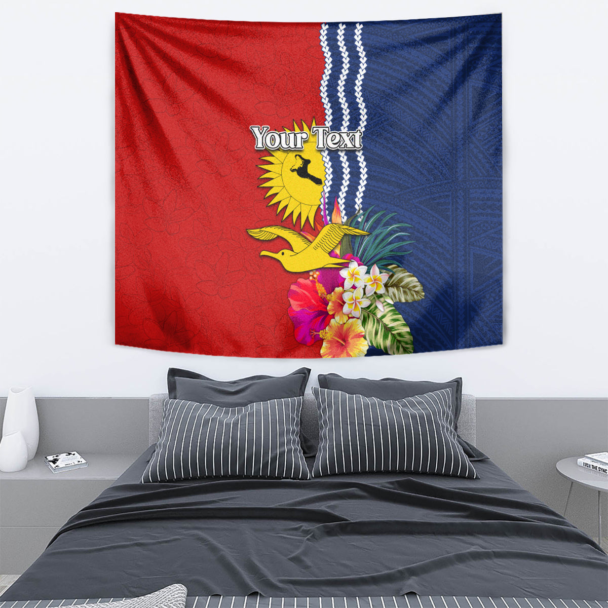Personalised Kiribati Independence Day Tapestry Kiribati Map With Flag Color LT03 - Polynesian Pride