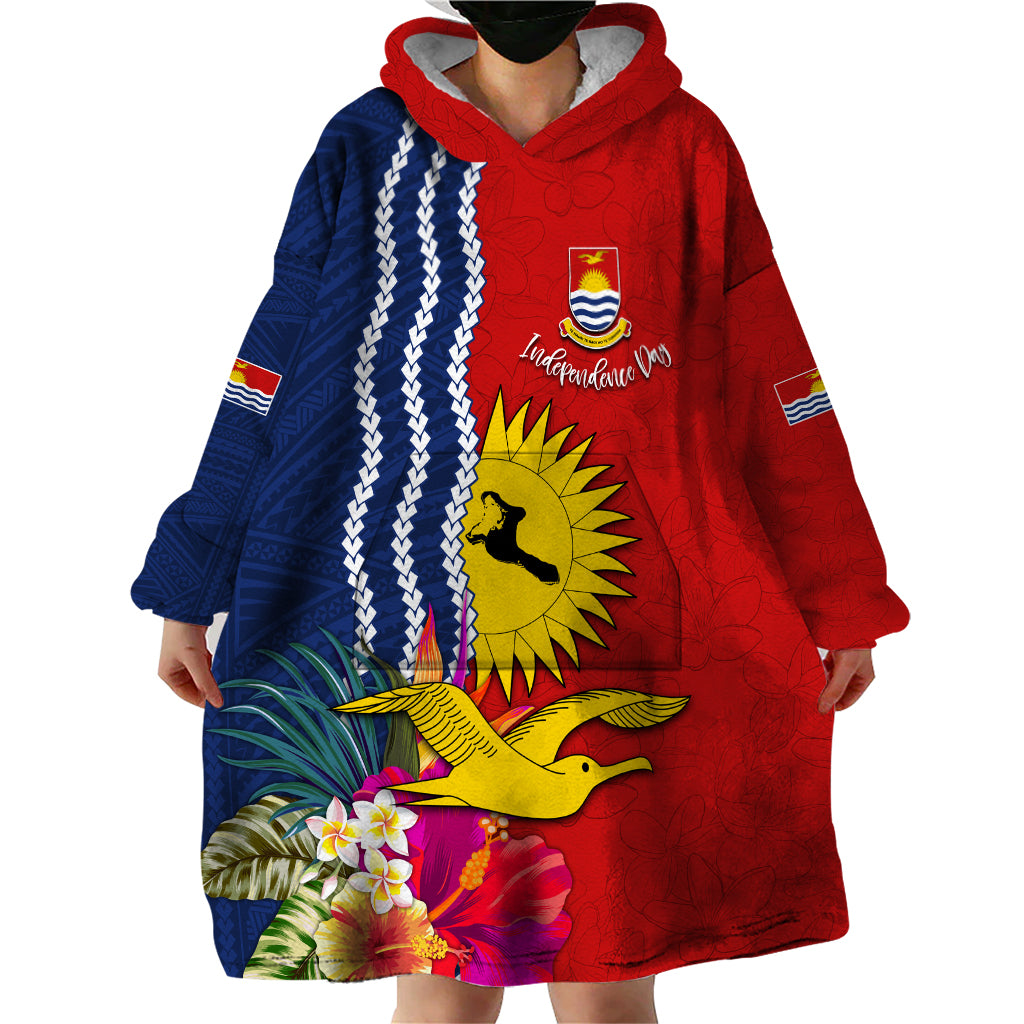 Personalised Kiribati Independence Day Wearable Blanket Hoodie Kiribati Map With Flag Color LT03 - Polynesian Pride