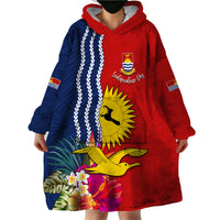 Personalised Kiribati Independence Day Wearable Blanket Hoodie Kiribati Map With Flag Color LT03 - Polynesian Pride
