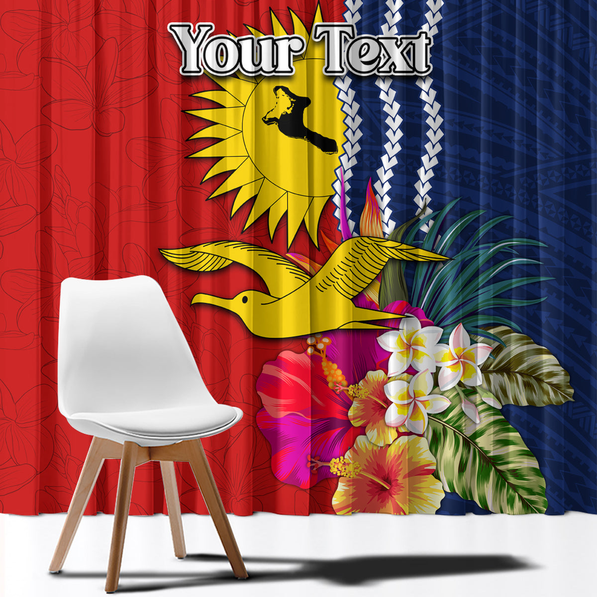 Personalised Kiribati Independence Day Window Curtain Kiribati Map With Flag Color LT03 - Polynesian Pride