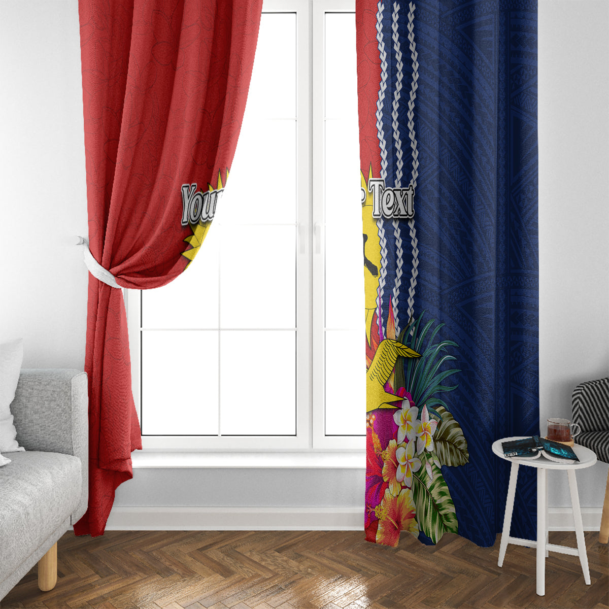 Personalised Kiribati Independence Day Window Curtain Kiribati Map With Flag Color LT03 - Polynesian Pride