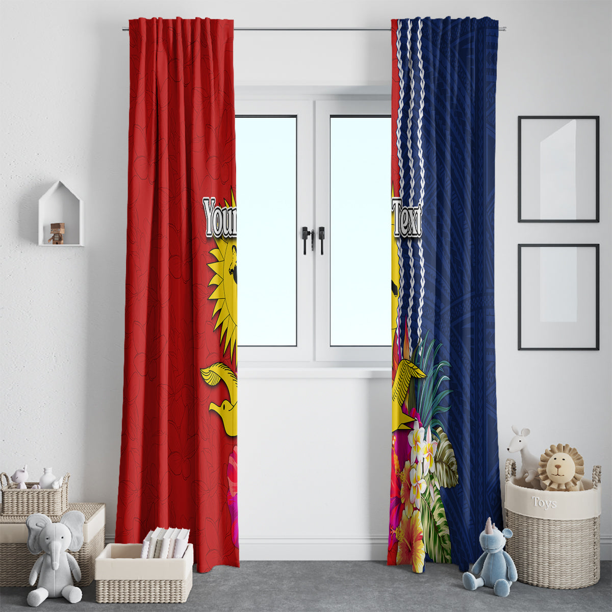 Personalised Kiribati Independence Day Window Curtain Kiribati Map With Flag Color LT03 - Polynesian Pride