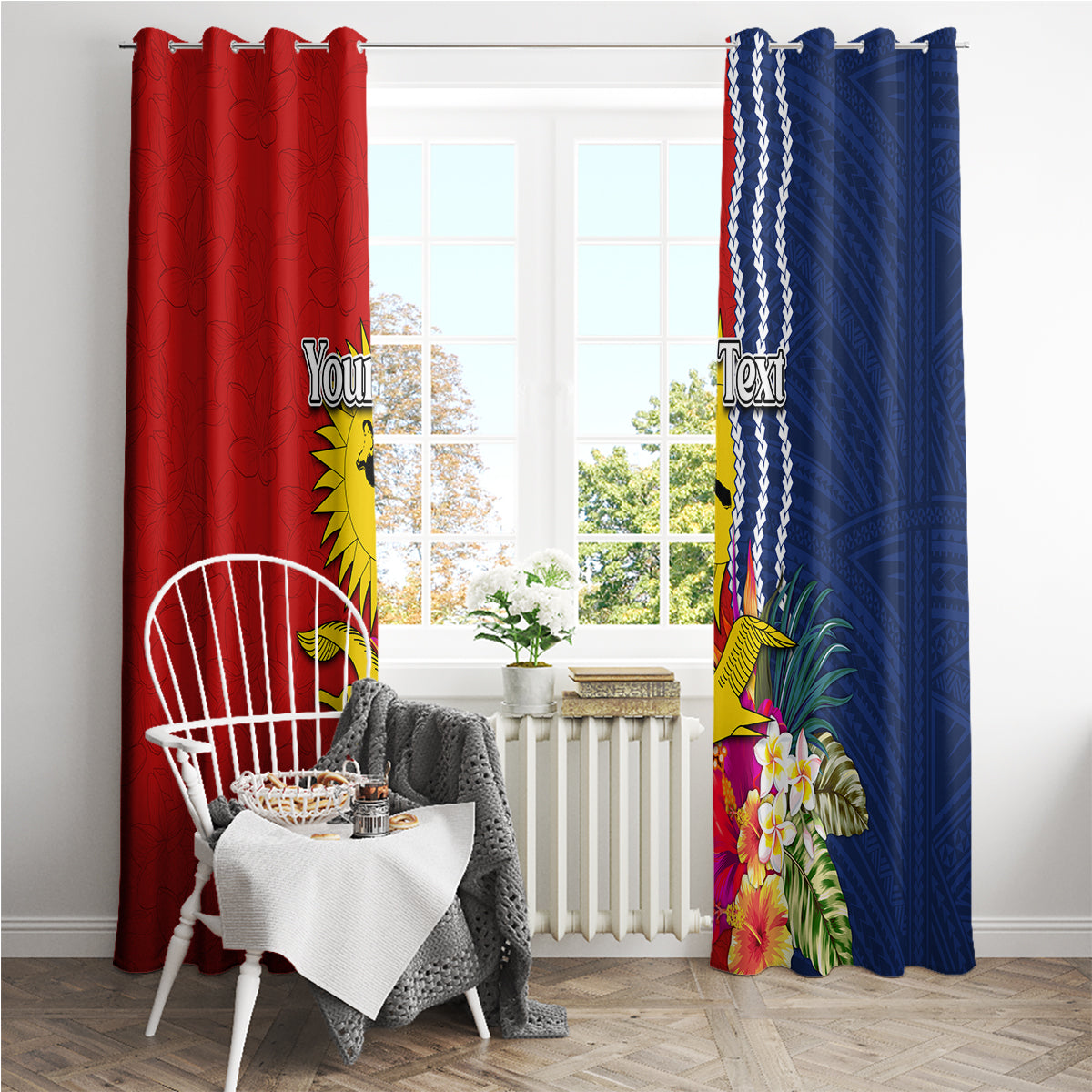 Personalised Kiribati Independence Day Window Curtain Kiribati Map With Flag Color LT03 - Polynesian Pride