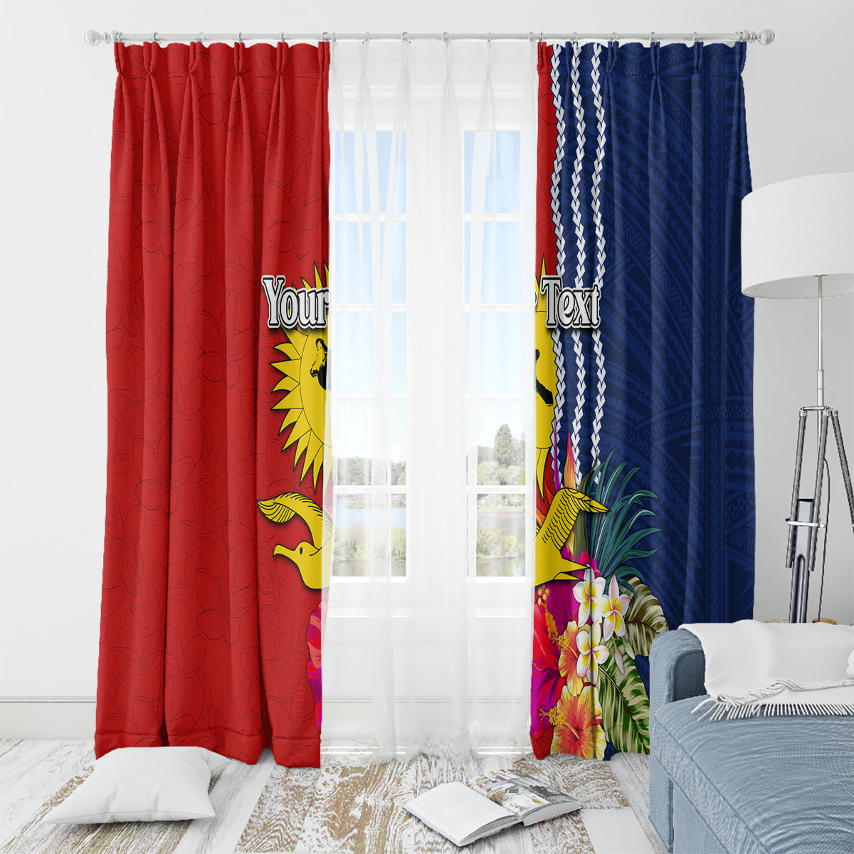 Personalised Kiribati Independence Day Window Curtain Kiribati Map With Flag Color LT03 - Polynesian Pride