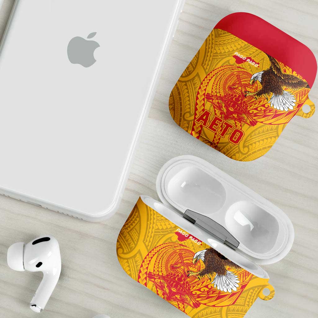American Samoa Fautasi Race AirPods Case Aeto Pago Pago with Eagle Samoan Tribal Patterns LT03 - Polynesian Pride