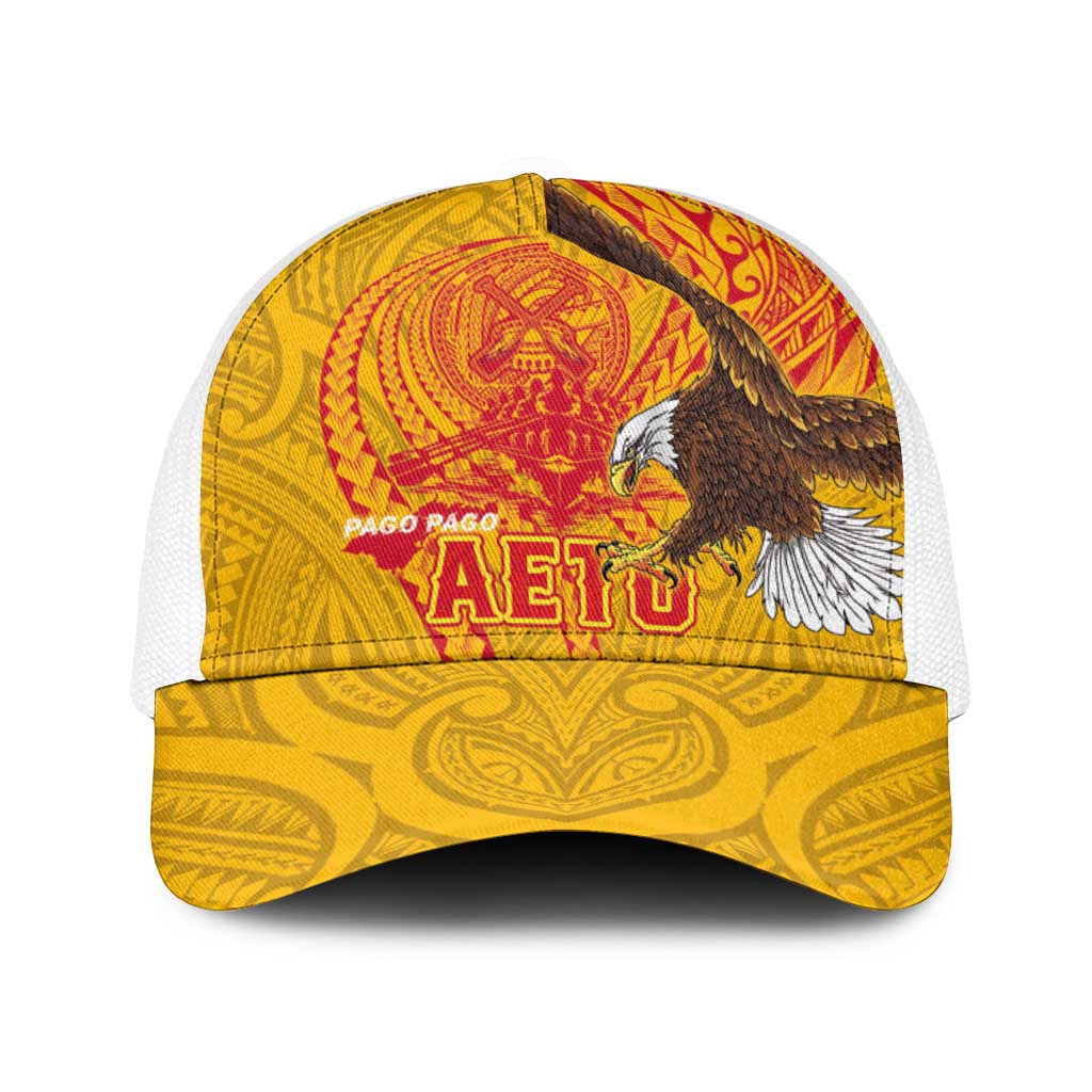 American Samoa Fautasi Race Baseball Net Cap Aeto Pago Pago with Eagle Samoan Tribal Patterns