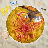 American Samoa Fautasi Race Beach Blanket Aeto Pago Pago with Eagle Samoan Tribal Patterns LT03 One Size 150cm Multicolor - Polynesian Pride