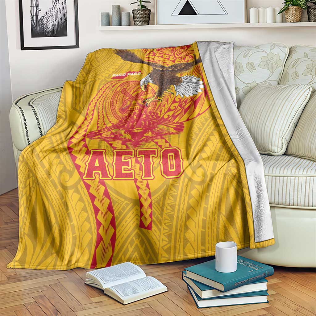 American Samoa Fautasi Race Blanket Aeto Pago Pago with Eagle Samoan Tribal Patterns LT03 Multicolor - Polynesian Pride