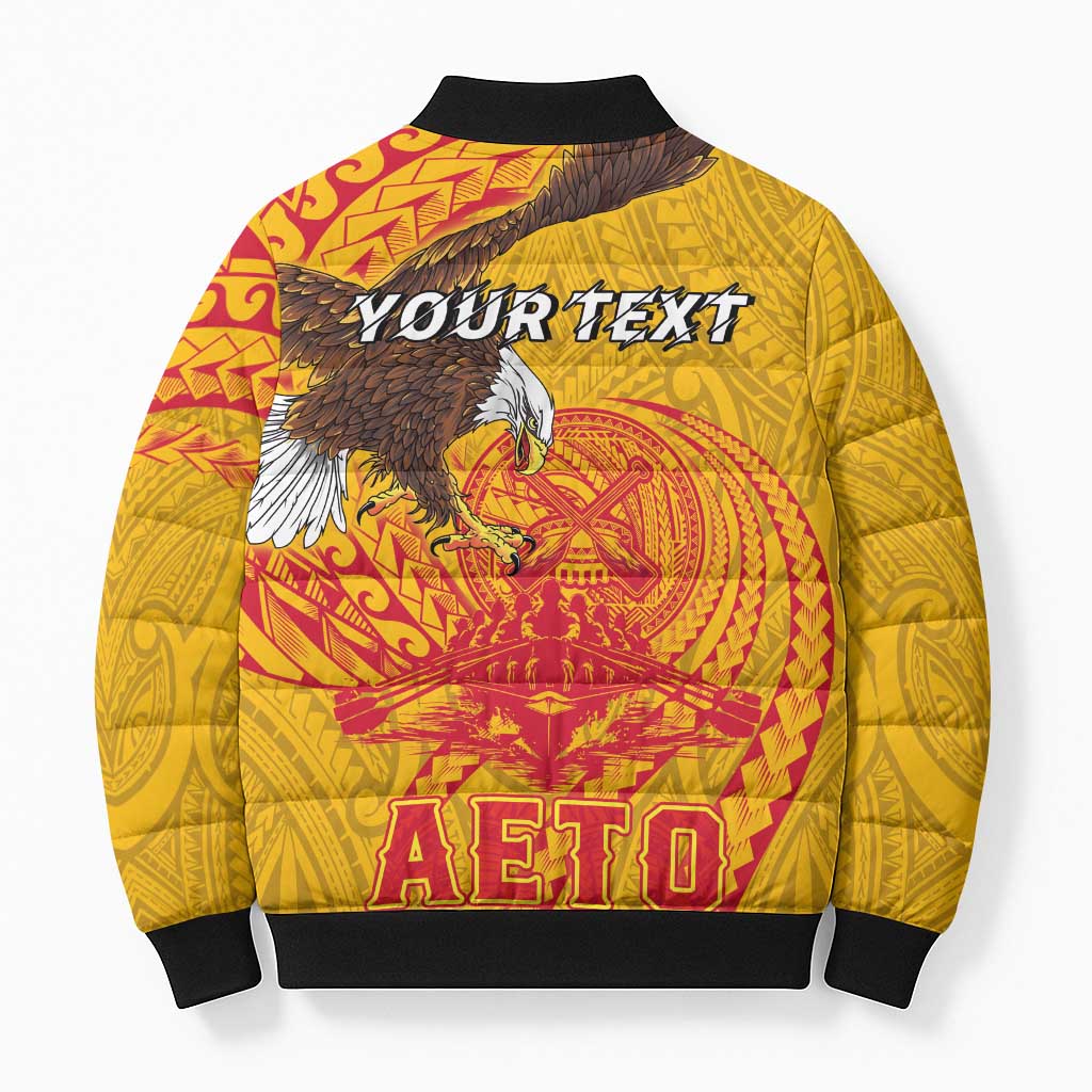 Personalized American Samoa Fautasi Race Bomber Puffer Jacket Aeto Pago Pago with Eagle Samoan Tribal Patterns LT03 - Polynesian Pride