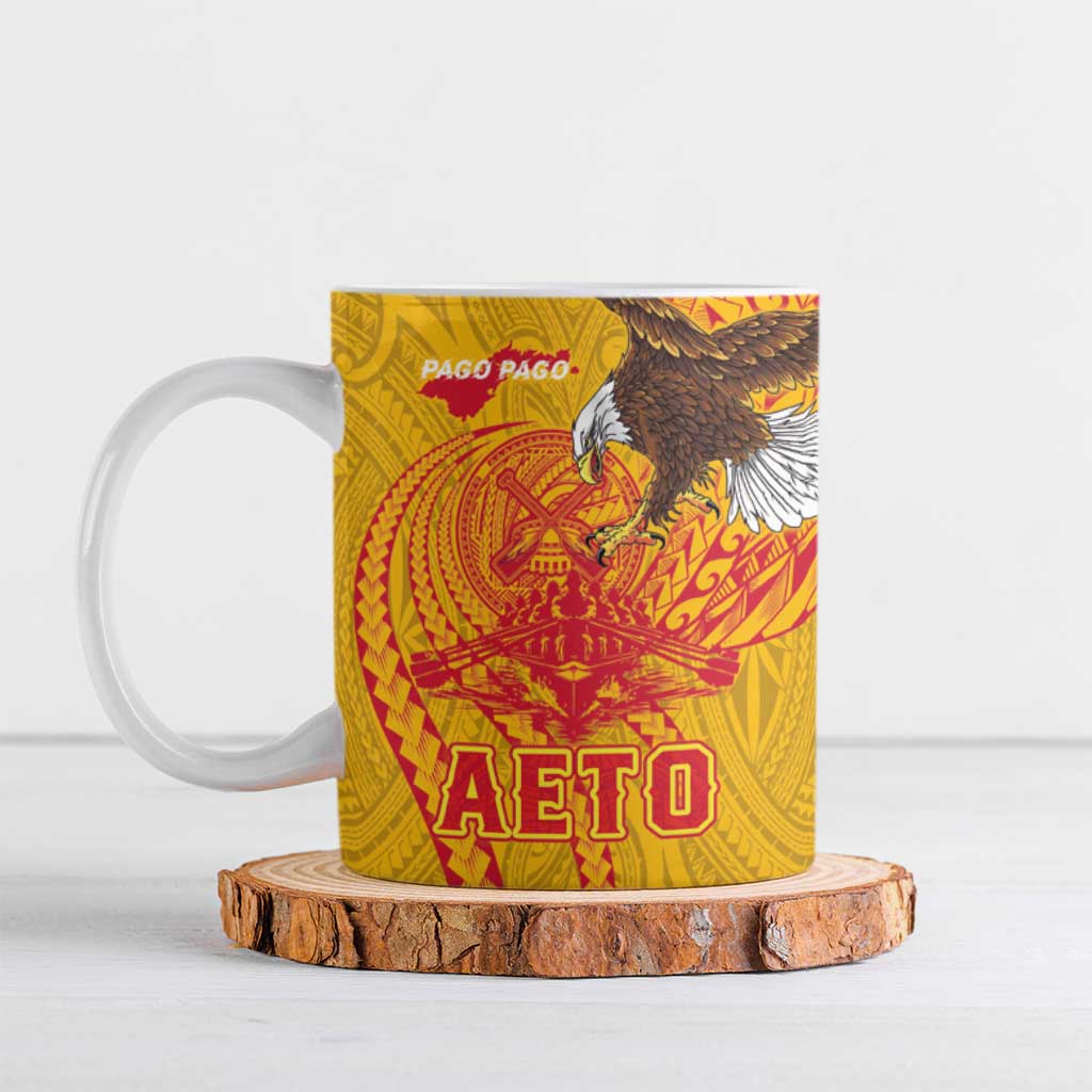 American Samoa Fautasi Race Ceramic Mug Aeto Pago Pago with Eagle Samoan Tribal Patterns LT03 Multicolor - Polynesian Pride