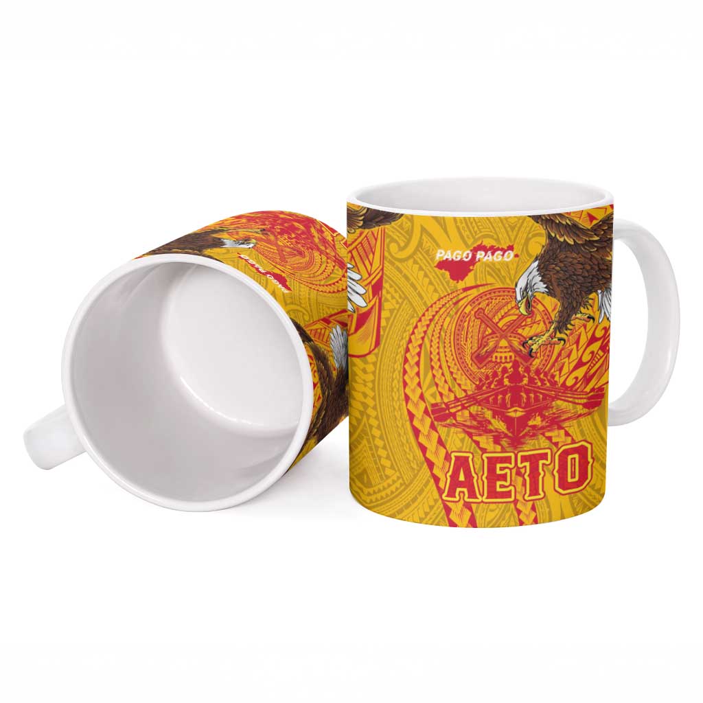 American Samoa Fautasi Race Ceramic Mug Aeto Pago Pago with Eagle Samoan Tribal Patterns LT03 - Polynesian Pride