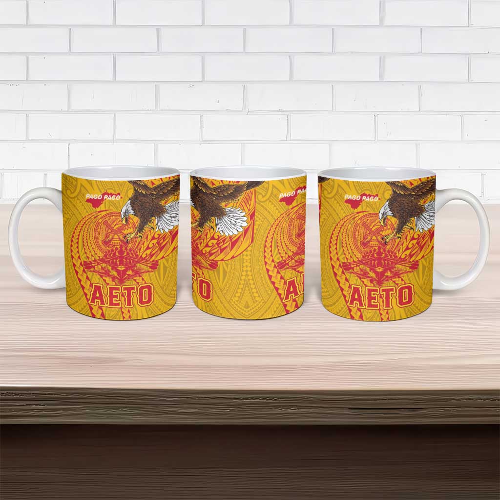 American Samoa Fautasi Race Ceramic Mug Aeto Pago Pago with Eagle Samoan Tribal Patterns LT03 - Polynesian Pride