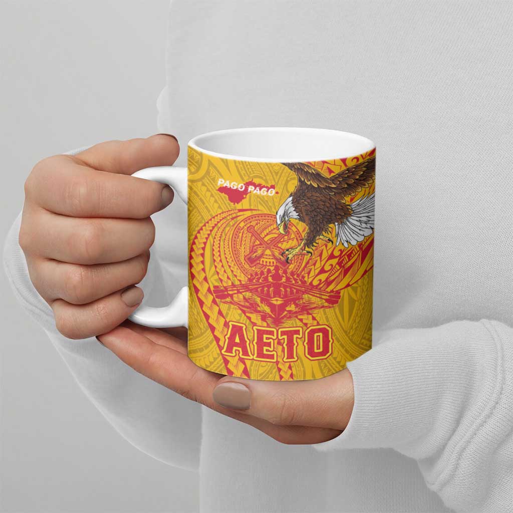 American Samoa Fautasi Race Ceramic Mug Aeto Pago Pago with Eagle Samoan Tribal Patterns LT03 - Polynesian Pride