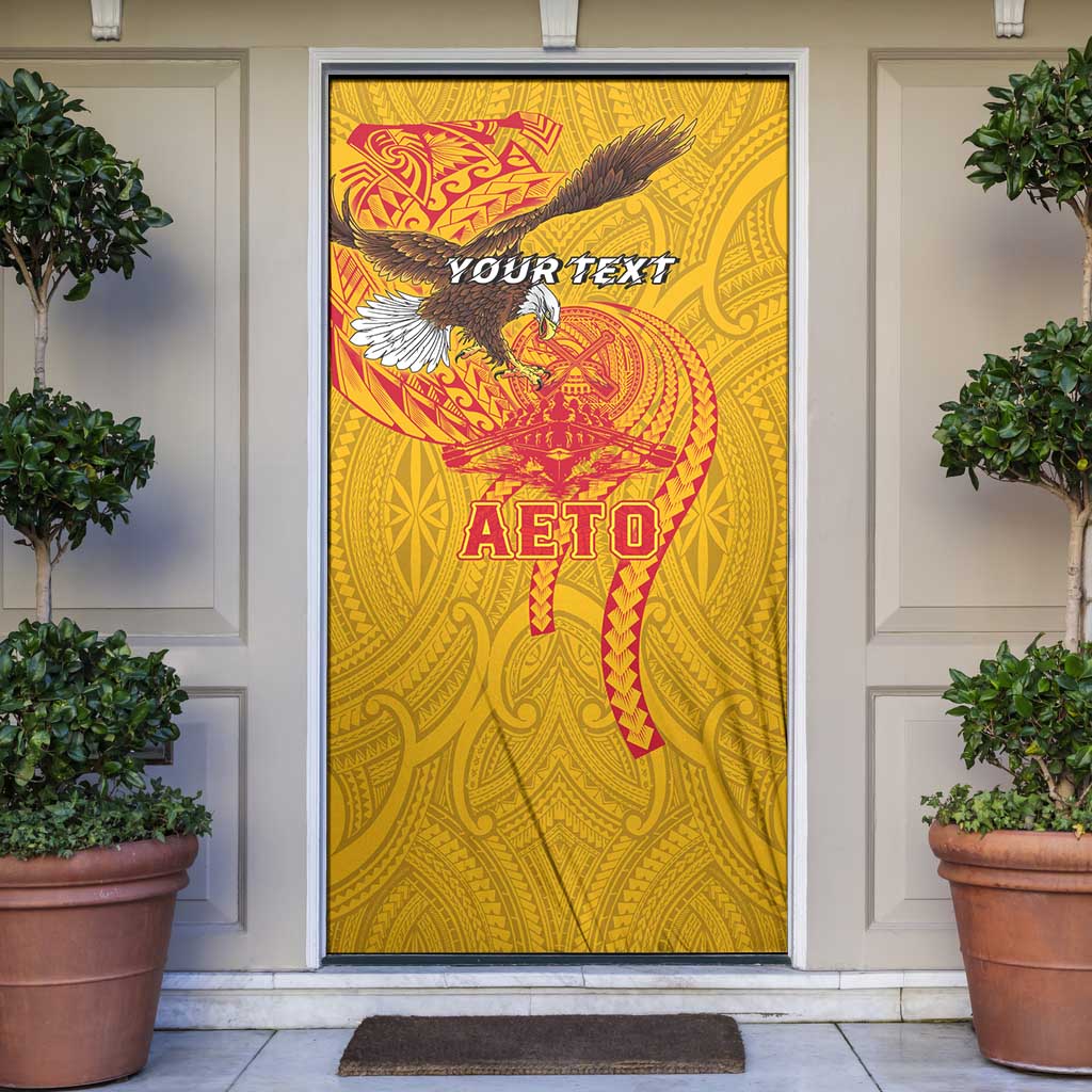 Personalized American Samoa Fautasi Race Door Cover Aeto Pago Pago with Eagle Samoan Tribal Patterns LT03 Multicolor - Polynesian Pride