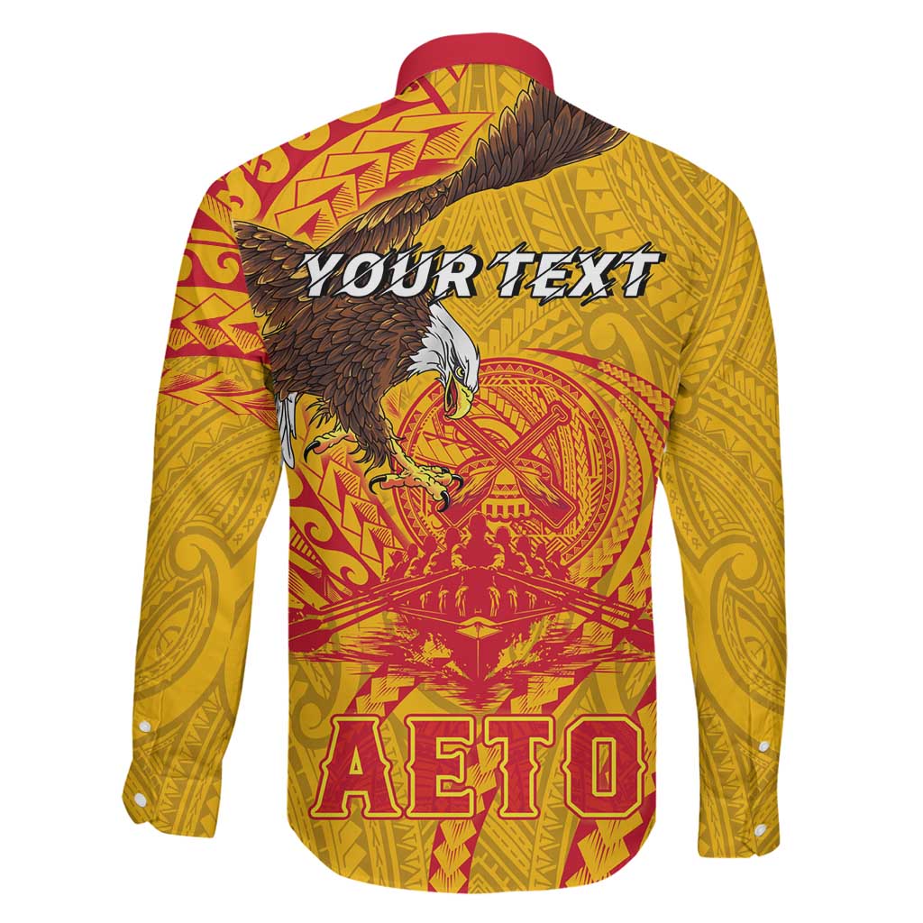 Personalized American Samoa Fautasi Race Family Matching Long Sleeve Bodycon Dress and Hawaiian Shirt Aeto Pago Pago with Eagle Samoan Tribal Patterns