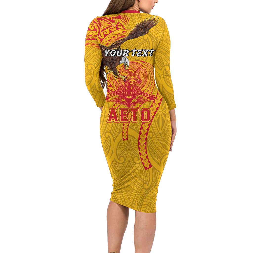Personalized American Samoa Fautasi Race Family Matching Long Sleeve Bodycon Dress and Hawaiian Shirt Aeto Pago Pago with Eagle Samoan Tribal Patterns