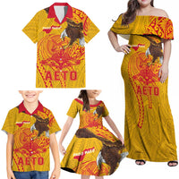 Personalized American Samoa Fautasi Race Family Matching Off Shoulder Maxi Dress and Hawaiian Shirt Aeto Pago Pago with Eagle Samoan Tribal Patterns