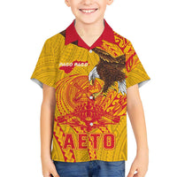 Personalized American Samoa Fautasi Race Family Matching Off Shoulder Short Dress and Hawaiian Shirt Aeto Pago Pago with Eagle Samoan Tribal Patterns