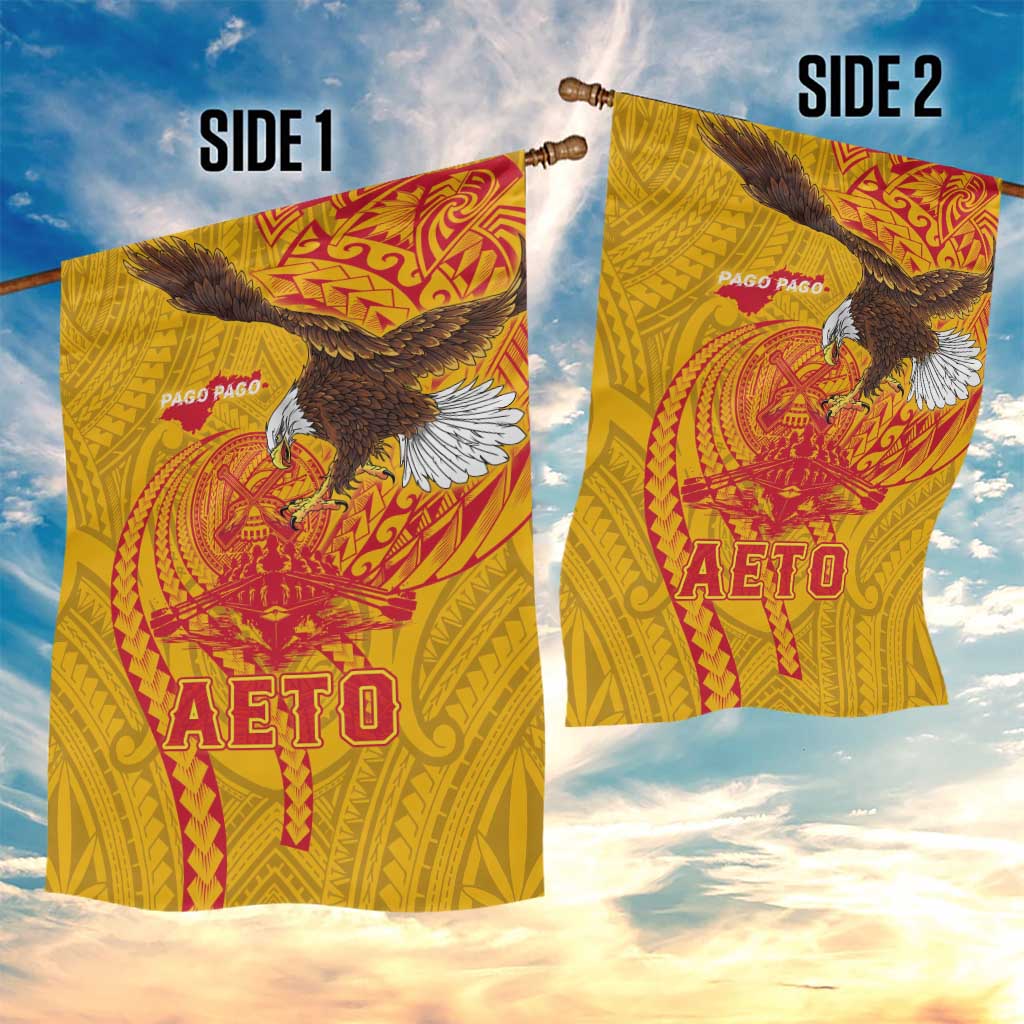 American Samoa Fautasi Race Garden Flag Aeto Pago Pago with Eagle Samoan Tribal Patterns LT03 - Polynesian Pride