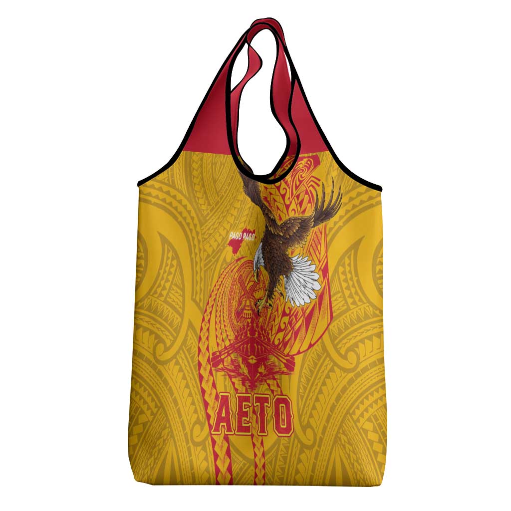 American Samoa Fautasi Race Grocery Bag Aeto Pago Pago with Eagle Samoan Tribal Patterns LT03 - Polynesian Pride
