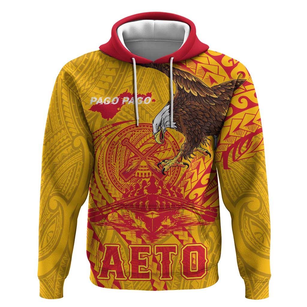 Personalized American Samoa Fautasi Race Hoodie Aeto Pago Pago with Eagle Samoan Tribal Patterns LT03 Pullover Hoodie Multicolor - Polynesian Pride