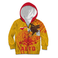 Personalized American Samoa Fautasi Race Kid Hoodie Aeto Pago Pago with Eagle Samoan Tribal Patterns LT03 Zip Hoodie Multicolor - Polynesian Pride