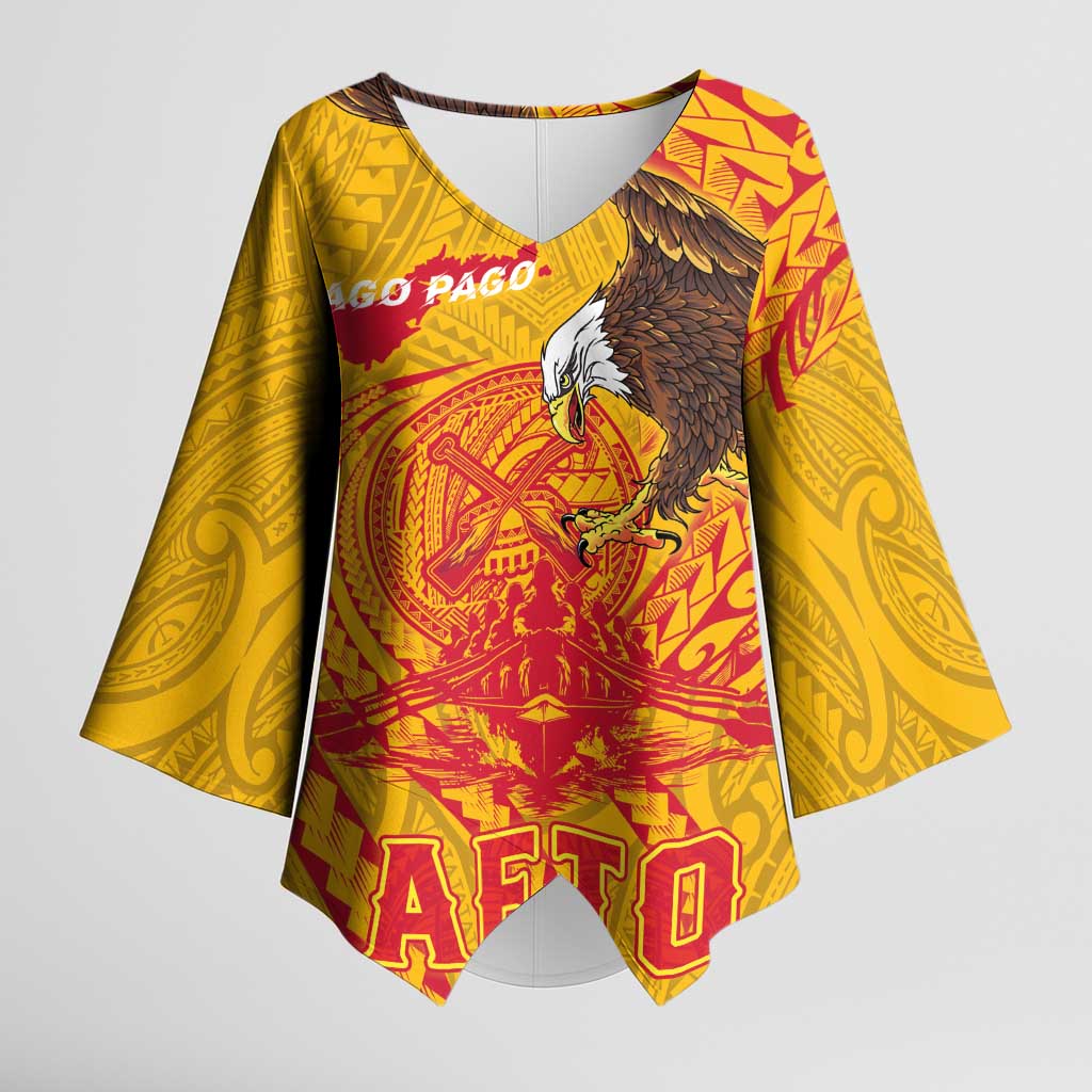 Personalized American Samoa Fautasi Race Kimono Sleeve Blouse Aeto Pago Pago with Eagle Samoan Tribal Patterns