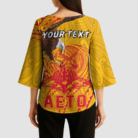 Personalized American Samoa Fautasi Race Kimono Sleeve Blouse Aeto Pago Pago with Eagle Samoan Tribal Patterns