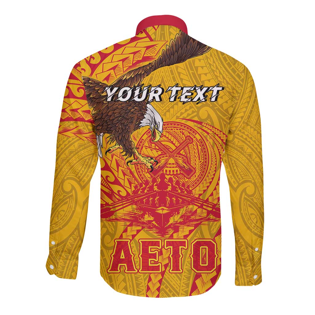 Personalized American Samoa Fautasi Race Long Sleeve Button Shirt Aeto Pago Pago with Eagle Samoan Tribal Patterns LT03 - Polynesian Pride