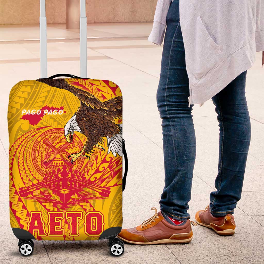 American Samoa Fautasi Race Luggage Cover Aeto Pago Pago with Eagle Samoan Tribal Patterns LT03 Multicolor - Polynesian Pride