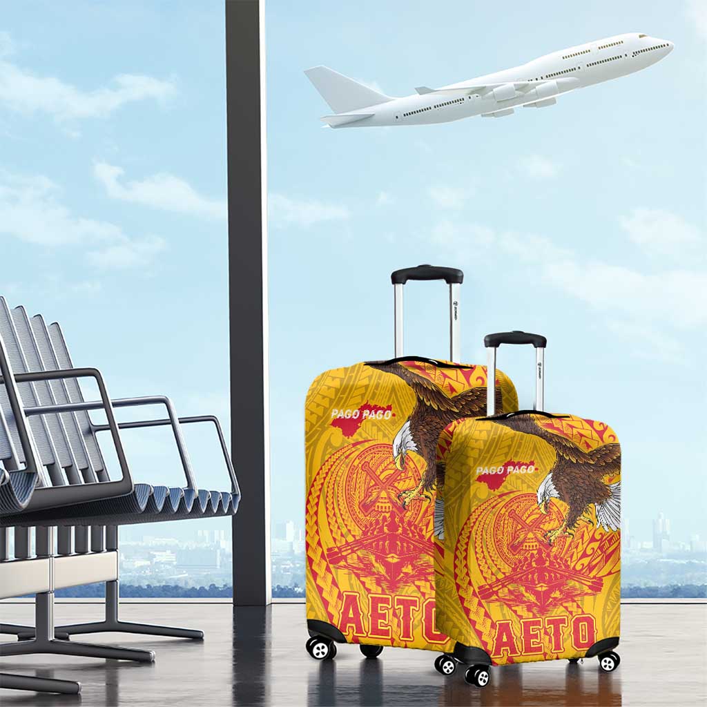 American Samoa Fautasi Race Luggage Cover Aeto Pago Pago with Eagle Samoan Tribal Patterns LT03 - Polynesian Pride
