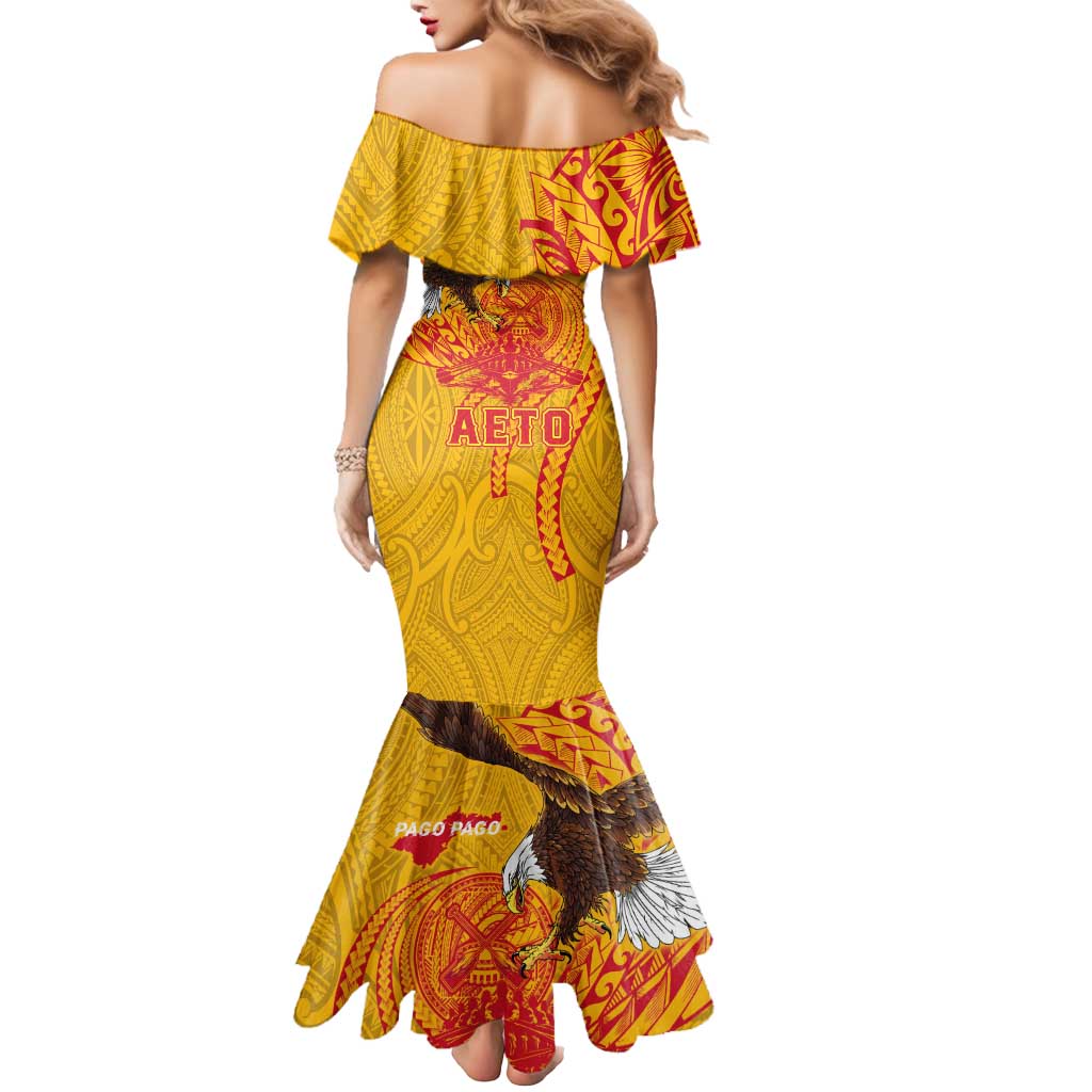 Personalized American Samoa Fautasi Race Mermaid Dress Aeto Pago Pago with Eagle Samoan Tribal Patterns LT03 - Polynesian Pride