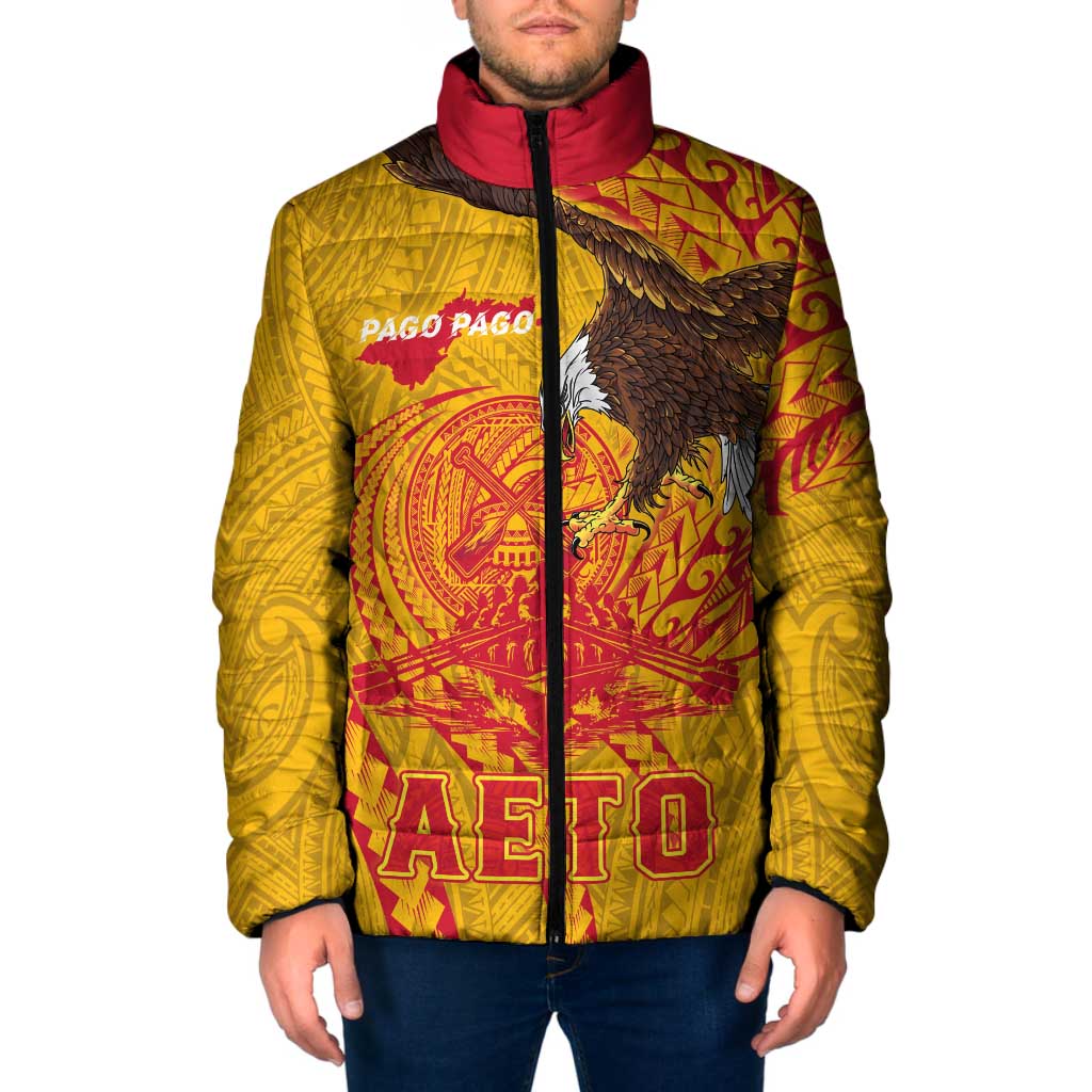 Personalized American Samoa Fautasi Race Padded Jacket Aeto Pago Pago with Eagle Samoan Tribal Patterns LT03 Men Multicolor - Polynesian Pride