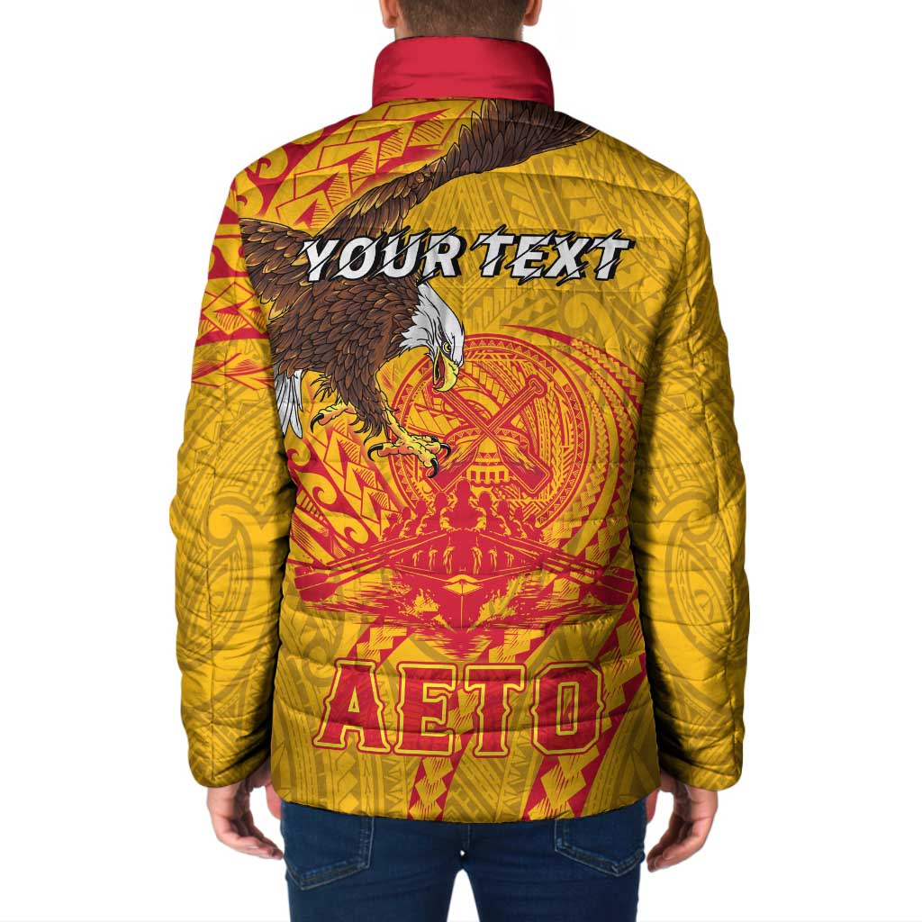 Personalized American Samoa Fautasi Race Padded Jacket Aeto Pago Pago with Eagle Samoan Tribal Patterns LT03 - Polynesian Pride