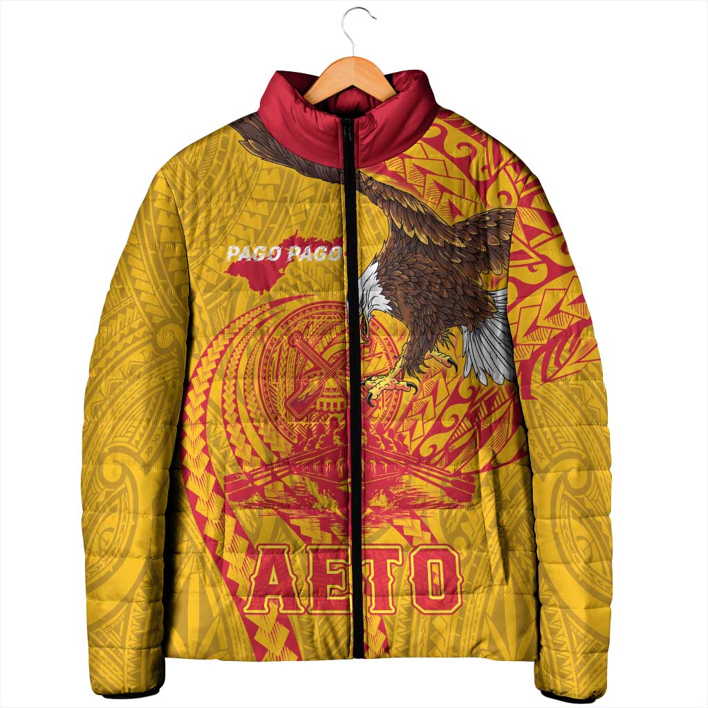 Personalized American Samoa Fautasi Race Padded Jacket Aeto Pago Pago with Eagle Samoan Tribal Patterns LT03 - Polynesian Pride