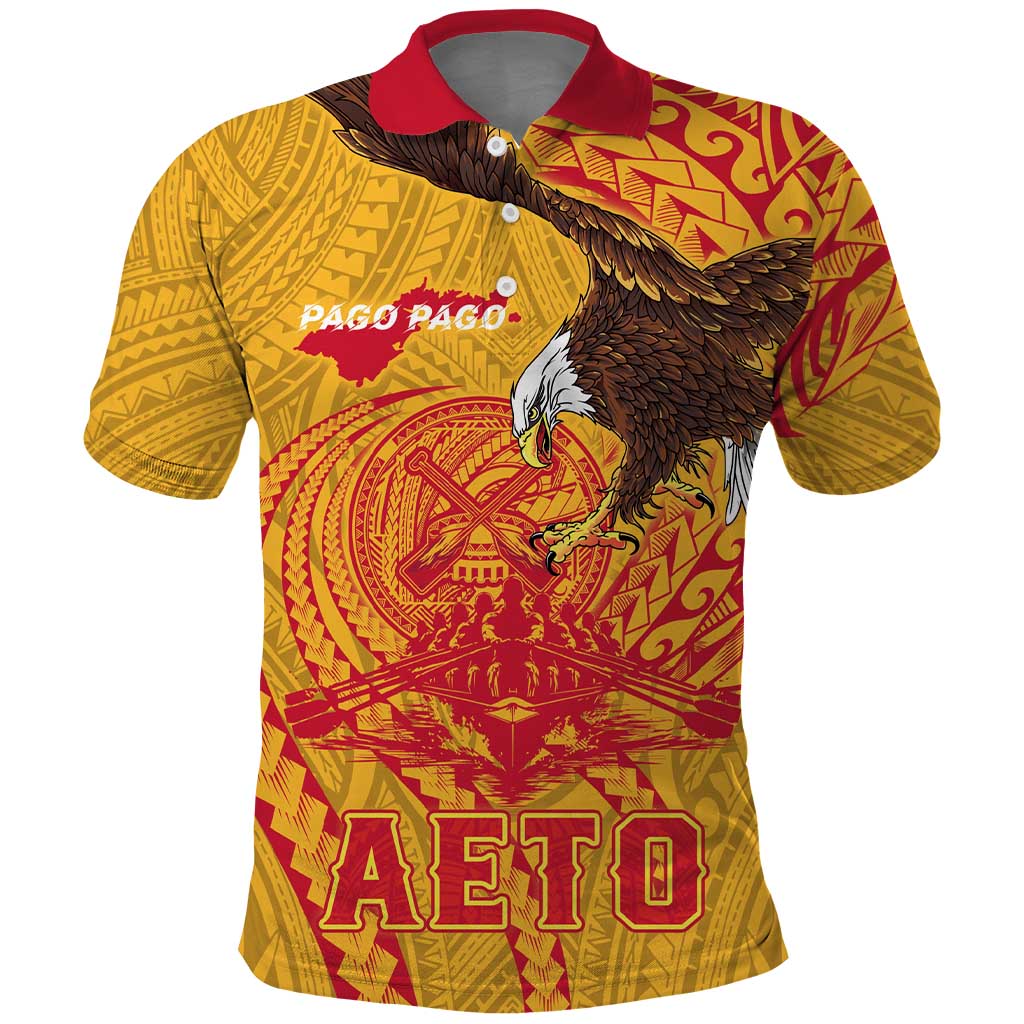 Personalized American Samoa Fautasi Race Polo Shirt Aeto Pago Pago with Eagle Samoan Tribal Patterns LT03 Multicolor - Polynesian Pride