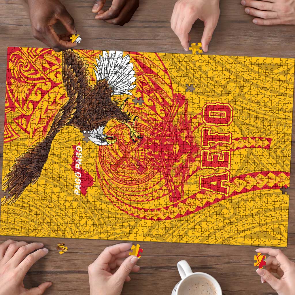 American Samoa Fautasi Race Puzzle Aeto Pago Pago with Eagle Samoan Tribal Patterns LT03 - Polynesian Pride