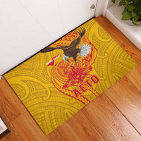 American Samoa Fautasi Race Rubber Doormat Aeto Pago Pago with Eagle Samoan Tribal Patterns LT03 - Polynesian Pride