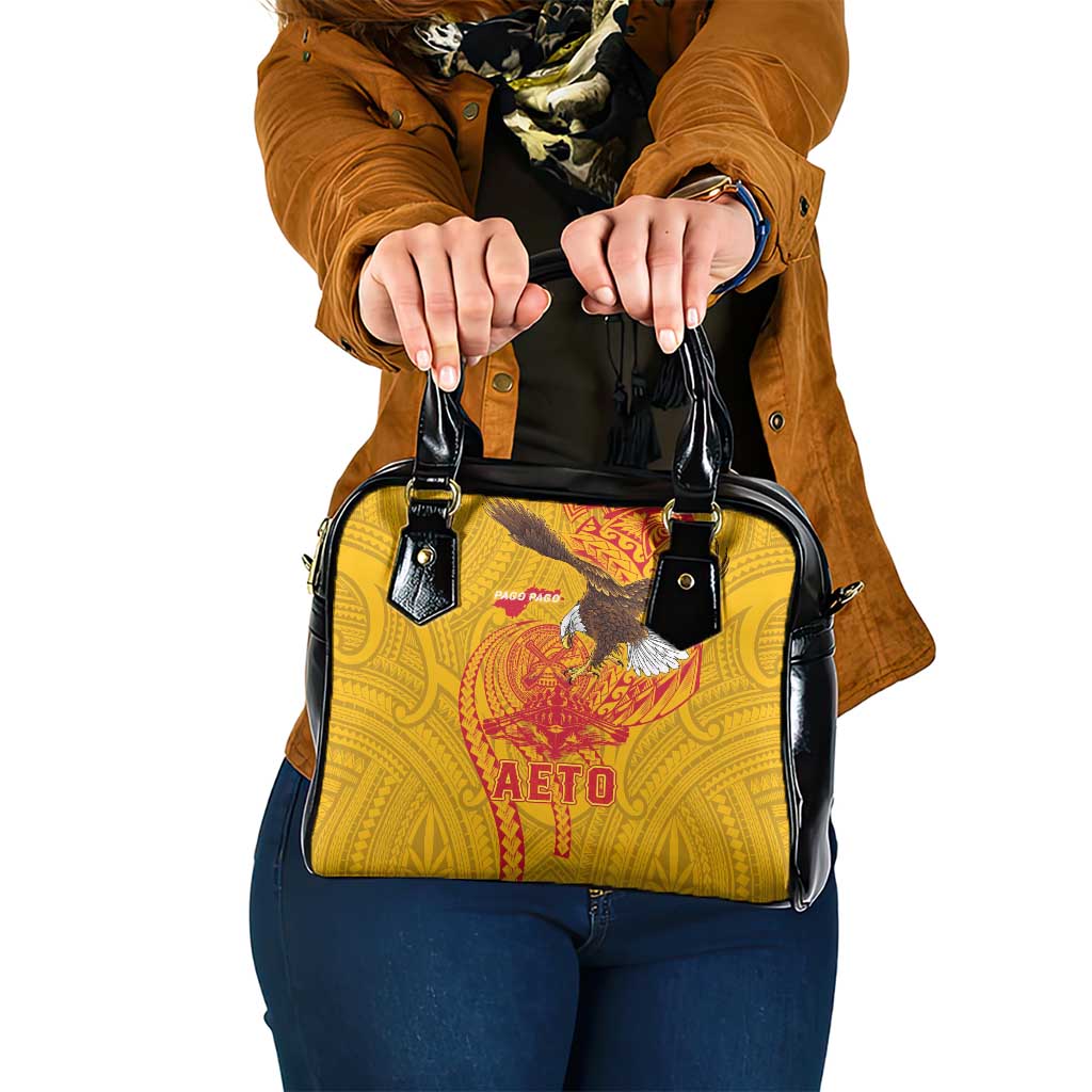 American Samoa Fautasi Race Shoulder Handbag Aeto Pago Pago with Eagle Samoan Tribal Patterns LT03 One Size Multicolor - Polynesian Pride