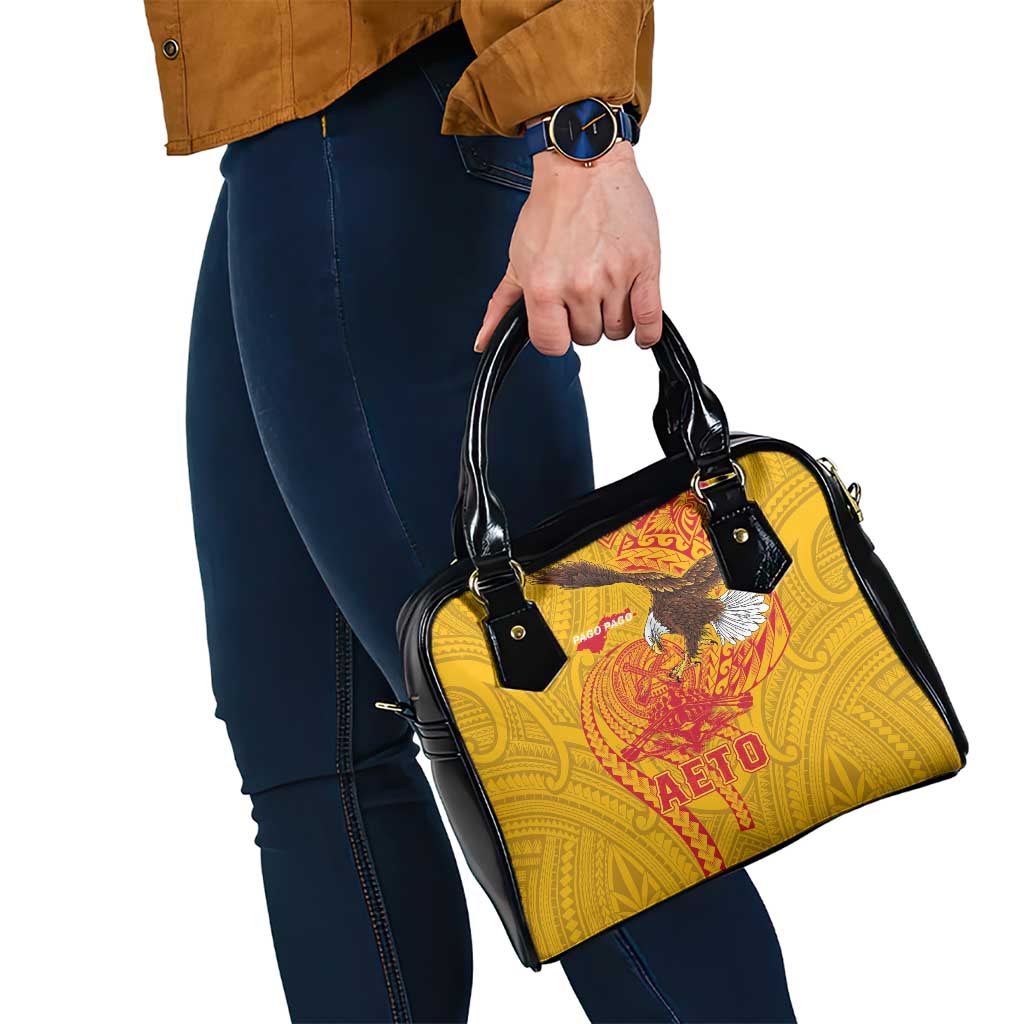 American Samoa Fautasi Race Shoulder Handbag Aeto Pago Pago with Eagle Samoan Tribal Patterns LT03 - Polynesian Pride