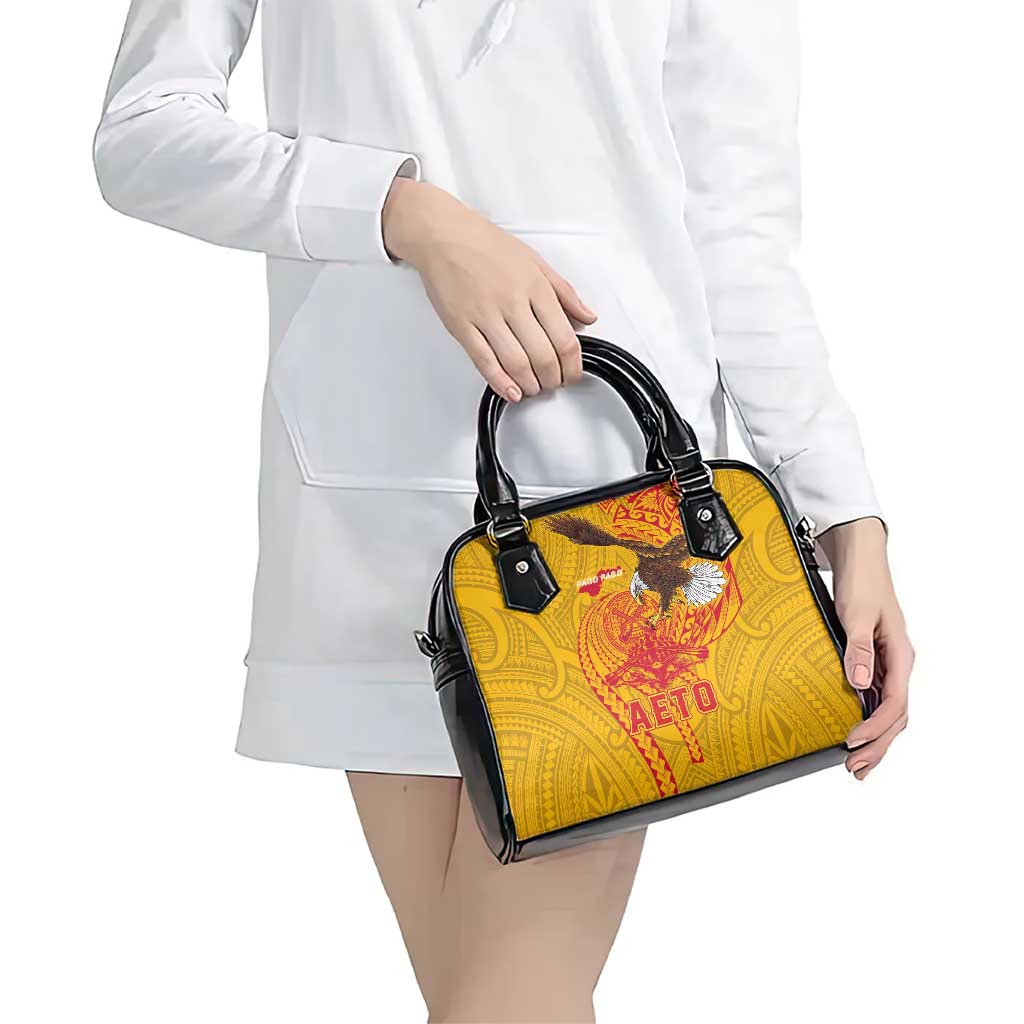 American Samoa Fautasi Race Shoulder Handbag Aeto Pago Pago with Eagle Samoan Tribal Patterns LT03 - Polynesian Pride
