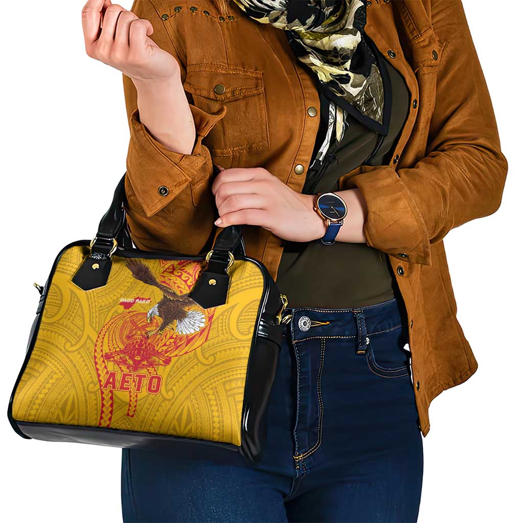 American Samoa Fautasi Race Shoulder Handbag Aeto Pago Pago with Eagle Samoan Tribal Patterns LT03 - Polynesian Pride